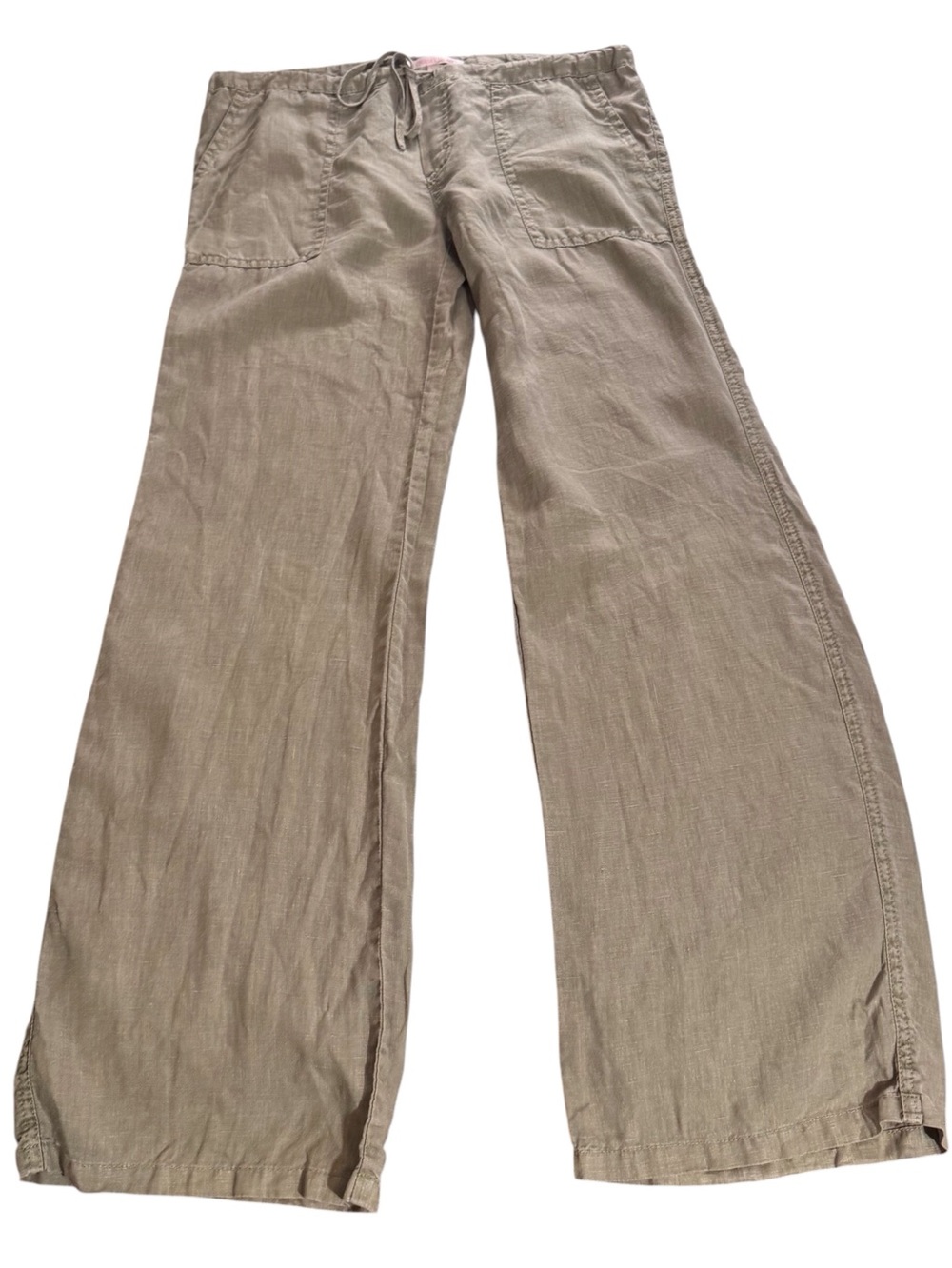 Victorias Secret Y2K Size 2 Green Linen Pants Wide Leg Vintage Drawstring Gorp